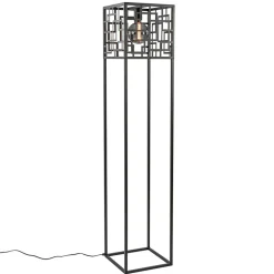 Vierkante vloerlamp mat zwart metaal>Straluma