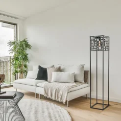 Vierkante vloerlamp mat zwart metaal><noscript><img width=