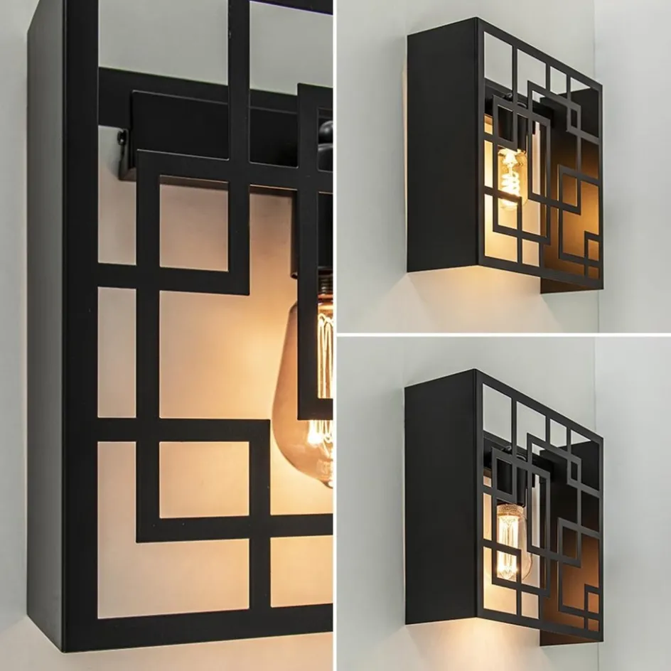 Vierkante wandlamp zwart metaal>Straluma