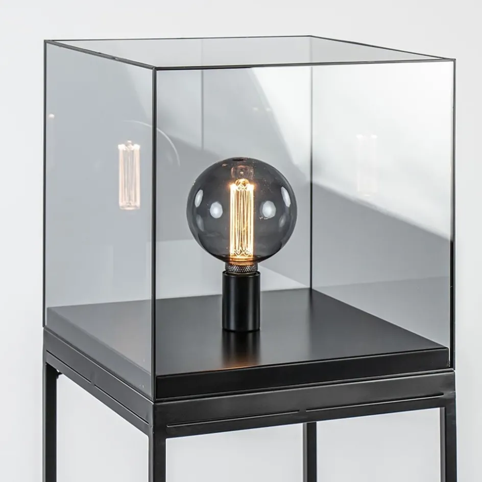 Vloerlamp Askjer kubus zwart/smoke glas>Straluma Outlet