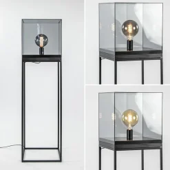 Vloerlamp Askjer kubus zwart/smoke glas><noscript><img width=