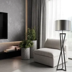 Vloerlamp Atrani zwart EXCL. KAP><noscript><img width=