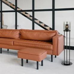 Vloerlamp cilinder mat zwart met smoke glazen kap><noscript><img width=