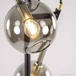 Vloerlamp Globe 2-L zwart/goud smokeglas><noscript><img width=