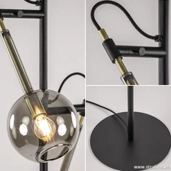 Vloerlamp Globe 2-L zwart/goud smokeglas><noscript><img width=