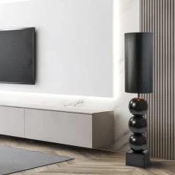 Vloerlamp hotel chic zwart met kap zwart/goud><noscript><img width=