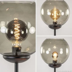 Vloerlamp 3-L zwart met bolglas smoke><noscript><img width=
