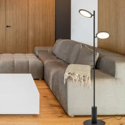 Vloerlamp 2-lichts zwart inclusief 3-standen dimbaar LED><noscript><img width=