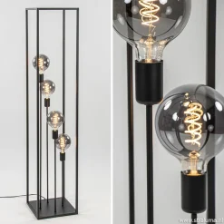 Vloerlamp open frame zwart 4-lichts>Straluma Online