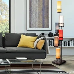 Vloerlamp zwart 6L multicolor rood><noscript><img width=
