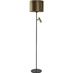 Vloerlamp zwart/goud met kap brons/goud>Straluma New