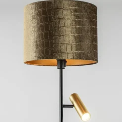 Vloerlamp zwart/goud met kap brons/goud><noscript><img width=
