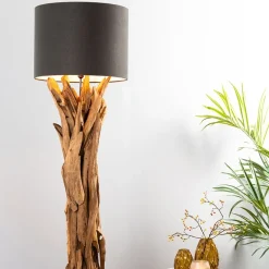 Vloerlamp/lampvoet Margret hout naturel excl kap><noscript><img width=