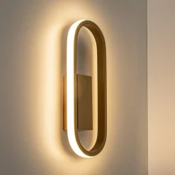 Wandlamp Anello ovaal matgoud 2700k dim.><noscript><img width=