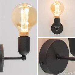 Wandlamp basic boog klein zwart>Straluma Outlet