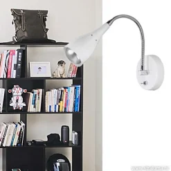 Wandlamp Elite verstelbaar nikkel wit><noscript><img width=