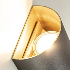 Wandlamp Hera afgerond zwart/matgoud 2xgu10><noscript><img width=