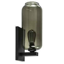Wandlamp Lett zwart + smoke glas>Straluma Online