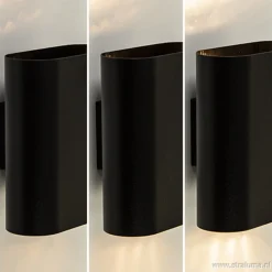 Wandlamp ovaal zwart 2xe14><noscript><img width=