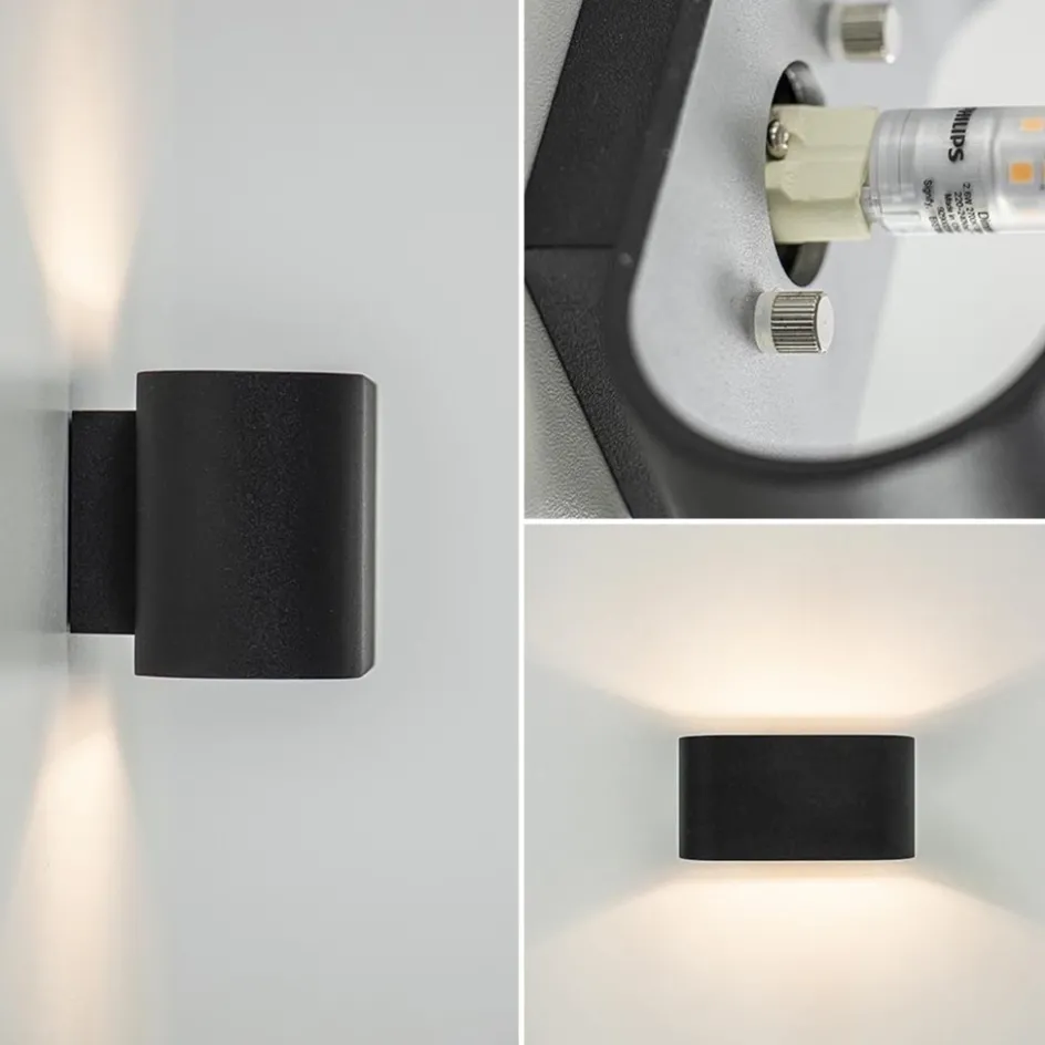 Wandlamp ovaal zwart/zilver g9>Straluma