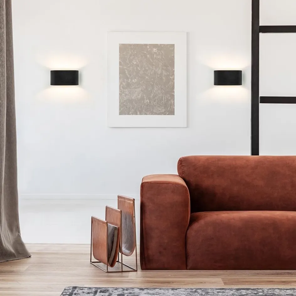 Wandlamp ovaal zwart/zilver g9>Straluma