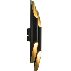 Wandlamp Pipes 48cm zwart/matgoud>Straluma Hot