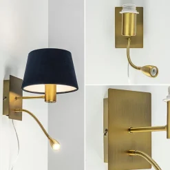 Wandlamp Regina antiek brons met leesarm exclusief kap><noscript><img width=