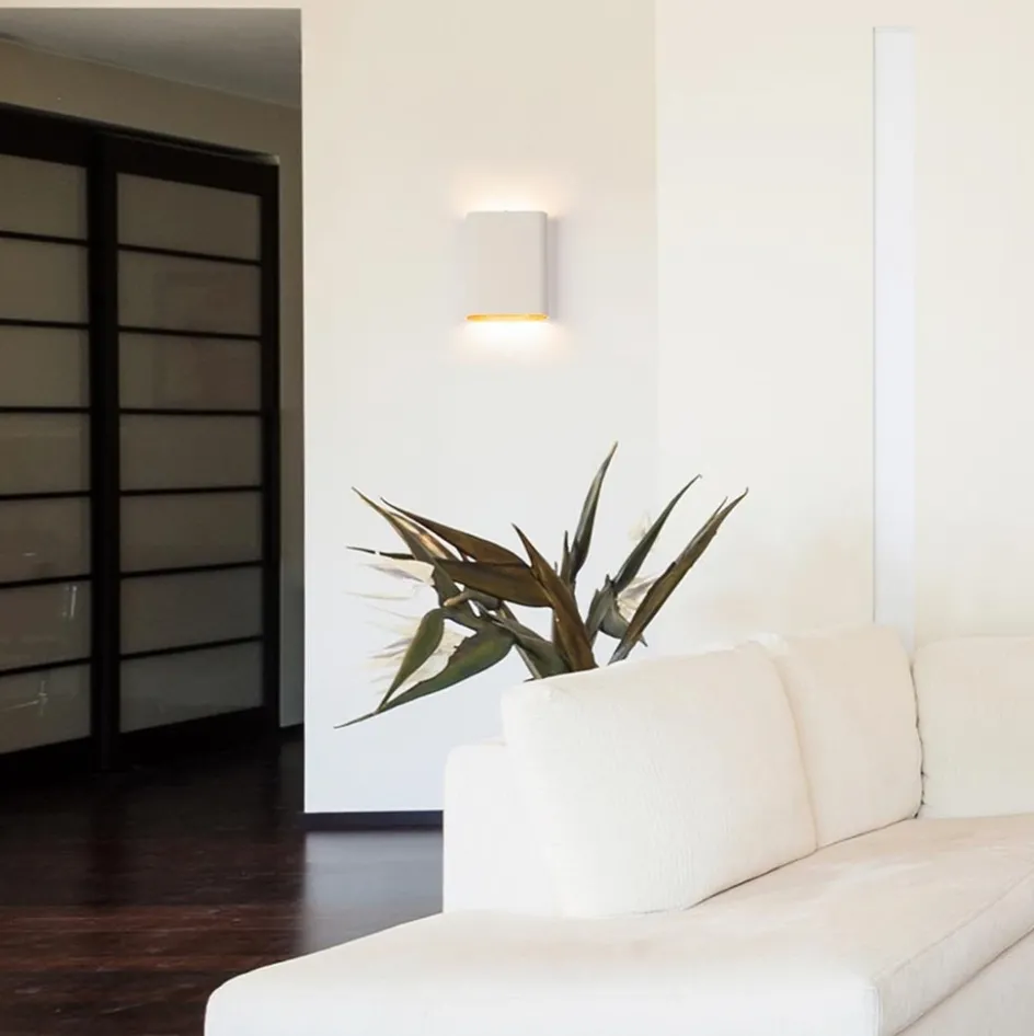 Wandlamp wit/goud ovaal dimbaar>Straluma Discount