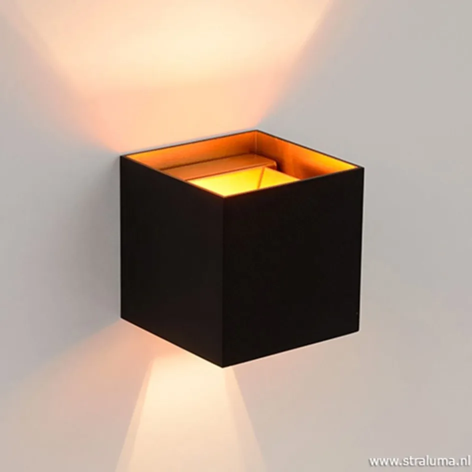 Wandlamp Xio kubus zwart/goud inclusief G9>Straluma Sale
