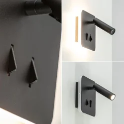 Wandlamp zwart leesspot + indirect lich><noscript><img width=