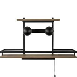 Wandlamp/wandrek zwart met houten planken>Straluma Sale