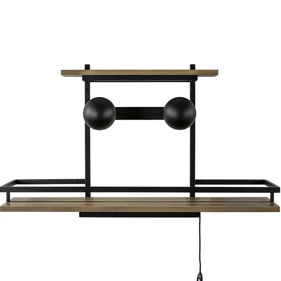 Wandlamp/wandrek zwart met houten planken>Straluma Sale