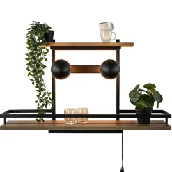 Wandlamp/wandrek zwart met houten planken>Straluma Sale
