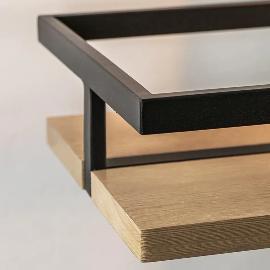 Wandlamp/wandrek zwart met houten planken>Straluma Sale