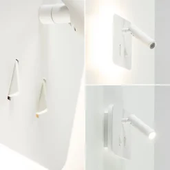 Witte wandlamp vierkant inclusief LED en spot><noscript><img width=