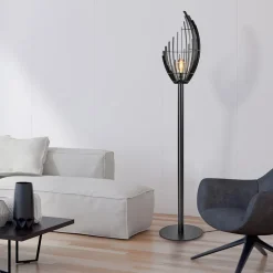 Zwart metalen design vloerlamp Omegna dimbaar><noscript><img width=