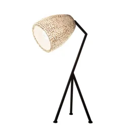 Zwarte driepoot tafellamp met witte schelpenkap>Straluma Hot