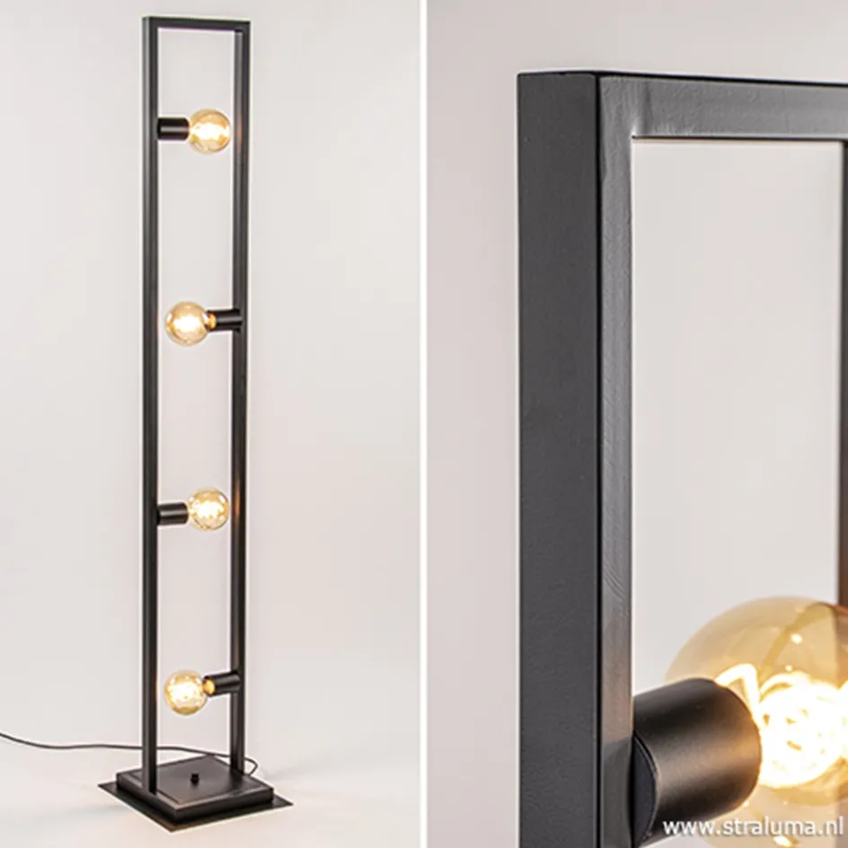 Zwarte metalen vloerlamp open frame>Straluma Best