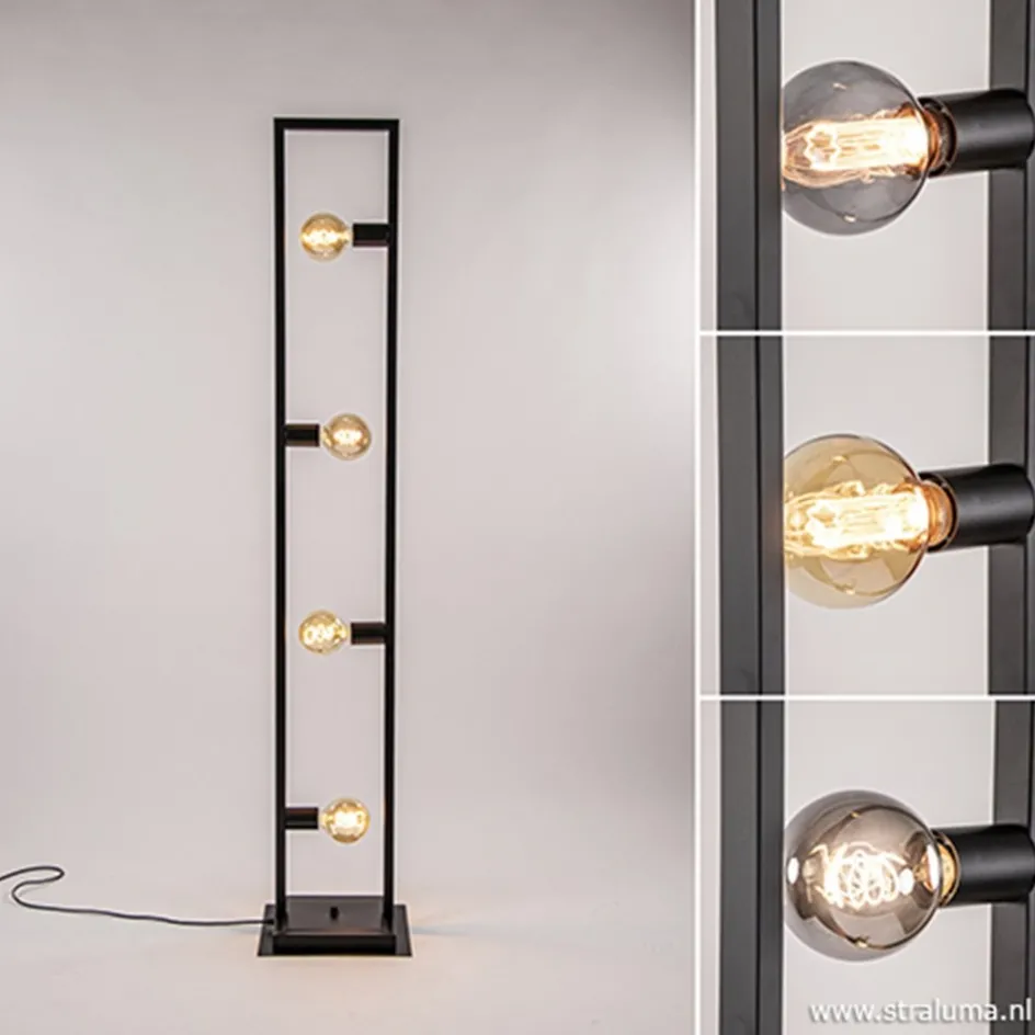 Zwarte metalen vloerlamp open frame>Straluma Best