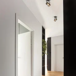 Zwarte plafond/wandlamp met titanium glas><noscript><img width=