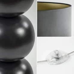 Zwarte vloerlamp bollen met zwarte ronde kap><noscript><img width=