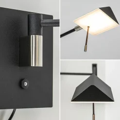 Zwarte wandlamp inclusief dimbaar LED en verstelbare arm><noscript><img width=