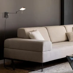 Zwarte wandlamp inclusief dimbaar LED en verstelbare arm><noscript><img width=